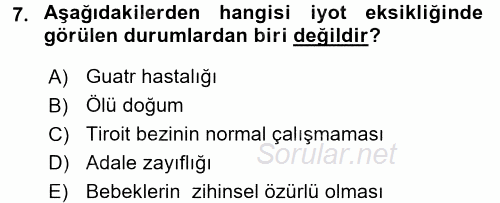 Çocuk ve Ergen Bakımı 2015 - 2016 Ara Sınavı 7.Soru