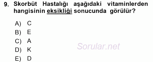 Çocuk ve Ergen Bakımı 2015 - 2016 Ara Sınavı 9.Soru