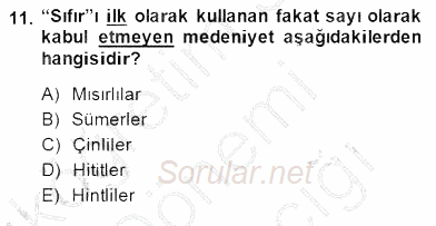 Bilim Tarihi 2014 - 2015 Ara Sınavı 11.Soru