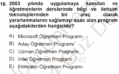 Öğretmenlikte Mesleki Gelişim 2013 - 2014 Dönem Sonu Sınavı 18.Soru