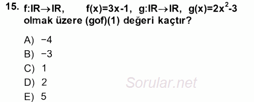 Genel Matematik 2013 - 2014 Ara Sınavı 15.Soru