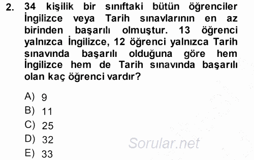 Genel Matematik 2013 - 2014 Ara Sınavı 2.Soru