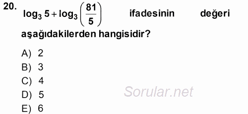 Genel Matematik 2013 - 2014 Ara Sınavı 20.Soru