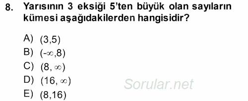 Genel Matematik 2013 - 2014 Ara Sınavı 8.Soru