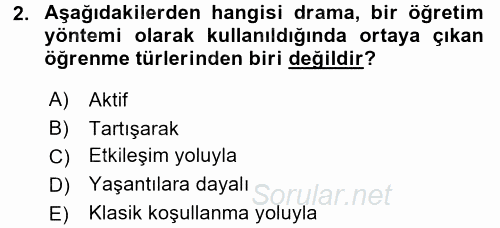 Çocuk Ve Drama 2016 - 2017 Dönem Sonu Sınavı 2.Soru