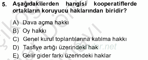 Ticaret Hukuku 2 2013 - 2014 Dönem Sonu Sınavı 5.Soru