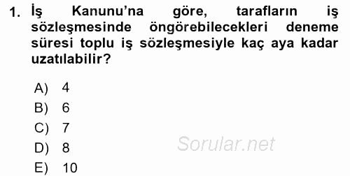 Bireysel İş Hukuku 2016 - 2017 Dönem Sonu Sınavı 1.Soru