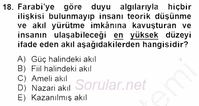 Ortaçağ Felsefesi 2 2014 - 2015 Ara Sınavı 18.Soru