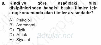 Ortaçağ Felsefesi 2 2014 - 2015 Ara Sınavı 8.Soru