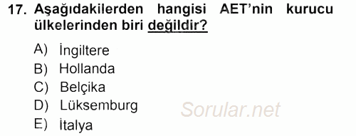 Karşılaştırmalı Siyasal Sistemler 2012 - 2013 Dönem Sonu Sınavı 17.Soru