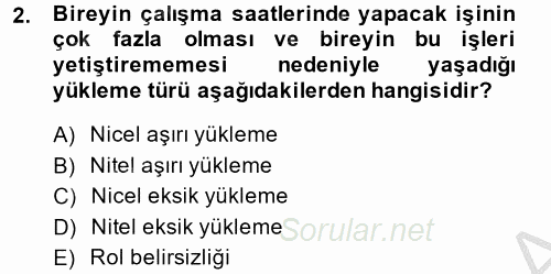 Çalışma Psikolojisi 2013 - 2014 Ara Sınavı 2.Soru