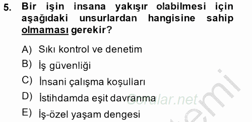 Çalışma Psikolojisi 2013 - 2014 Ara Sınavı 5.Soru