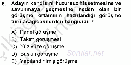 Çalışma Psikolojisi 2013 - 2014 Ara Sınavı 6.Soru