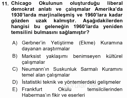 İletişim Kuramları 2015 - 2016 Tek Ders Sınavı 11.Soru