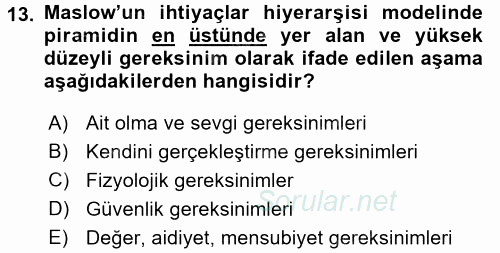 İletişim Kuramları 2015 - 2016 Tek Ders Sınavı 13.Soru