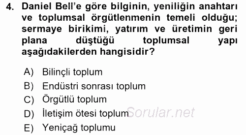 İletişim Kuramları 2015 - 2016 Tek Ders Sınavı 4.Soru