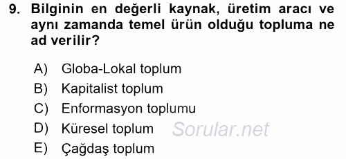 İletişim Kuramları 2015 - 2016 Tek Ders Sınavı 9.Soru