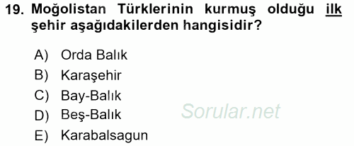 Uygur Türkçesi 2016 - 2017 Ara Sınavı 19.Soru