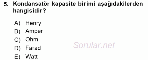 Devre Analizi 2017 - 2018 Dönem Sonu Sınavı 5.Soru
