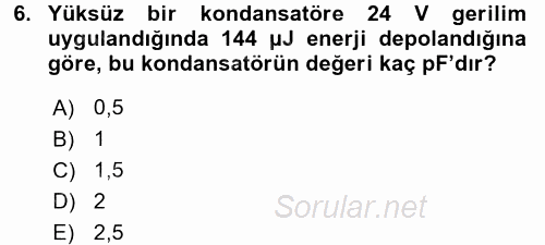 Devre Analizi 2017 - 2018 Dönem Sonu Sınavı 6.Soru
