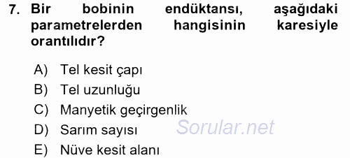 Devre Analizi 2017 - 2018 Dönem Sonu Sınavı 7.Soru