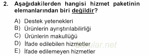Konaklama Hizmetlerinde Kalite Yönetimi 2013 - 2014 Tek Ders Sınavı 2.Soru