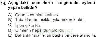 Türkçe Biçim Bilgisi 2014 - 2015 Dönem Sonu Sınavı 14.Soru