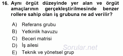 Ücret ve Ödül Yönetimi 2016 - 2017 Ara Sınavı 16.Soru