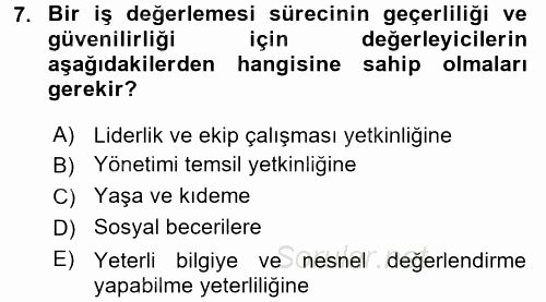 Ücret ve Ödül Yönetimi 2016 - 2017 Ara Sınavı 7.Soru