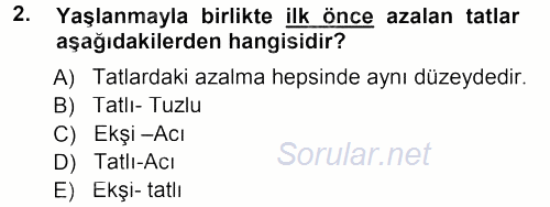 Yaşlı ve Hasta Bakım Hizmetleri 2014 - 2015 Dönem Sonu Sınavı 2.Soru
