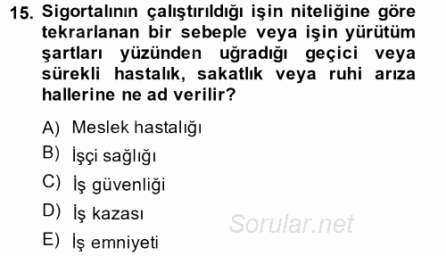 Elektrik Bakım, Arıza Bulma ve Güvenlik 2013 - 2014 Tek Ders Sınavı 15.Soru