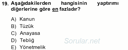 Elektrik Bakım, Arıza Bulma ve Güvenlik 2013 - 2014 Tek Ders Sınavı 19.Soru