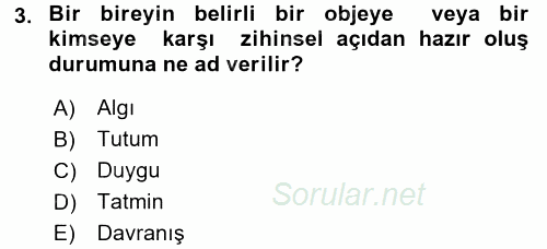 Örgütsel Davranış 2016 - 2017 Dönem Sonu Sınavı 3.Soru