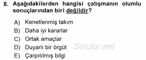 Örgütsel Davranış 2016 - 2017 Dönem Sonu Sınavı 8.Soru