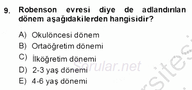 Okulöncesinde Çocuk Edebiyatı 2013 - 2014 Dönem Sonu Sınavı 9.Soru