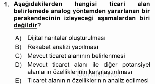 Perakende Yönetimi 2017 - 2018 Ara Sınavı 1.Soru