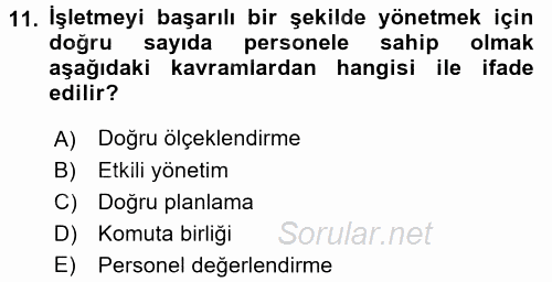 Perakende Yönetimi 2017 - 2018 Ara Sınavı 11.Soru