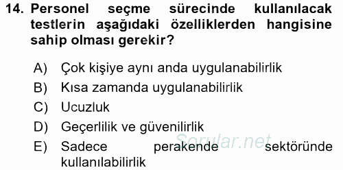Perakende Yönetimi 2017 - 2018 Ara Sınavı 14.Soru