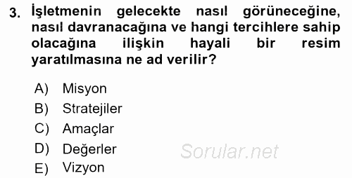 Perakende Yönetimi 2017 - 2018 Ara Sınavı 3.Soru