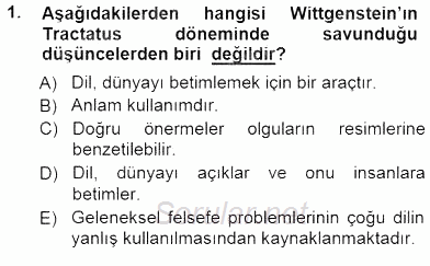 Dil Felsefesi 2012 - 2013 Dönem Sonu Sınavı 1.Soru