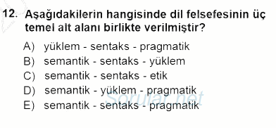 Dil Felsefesi 2012 - 2013 Dönem Sonu Sınavı 12.Soru