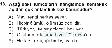 Dil Felsefesi 2012 - 2013 Dönem Sonu Sınavı 13.Soru