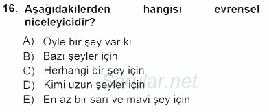 Dil Felsefesi 2012 - 2013 Dönem Sonu Sınavı 16.Soru