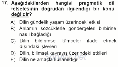 Dil Felsefesi 2012 - 2013 Dönem Sonu Sınavı 17.Soru