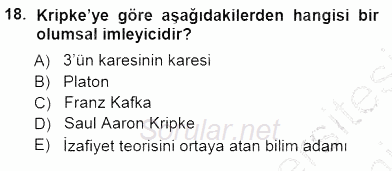 Dil Felsefesi 2012 - 2013 Dönem Sonu Sınavı 18.Soru