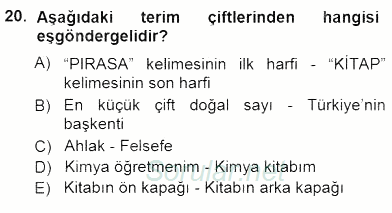 Dil Felsefesi 2012 - 2013 Dönem Sonu Sınavı 20.Soru