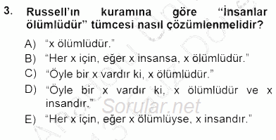 Dil Felsefesi 2012 - 2013 Dönem Sonu Sınavı 3.Soru