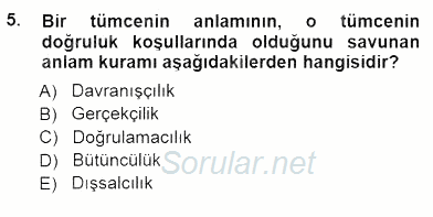 Dil Felsefesi 2012 - 2013 Dönem Sonu Sınavı 5.Soru