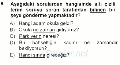 Dil Felsefesi 2012 - 2013 Dönem Sonu Sınavı 9.Soru