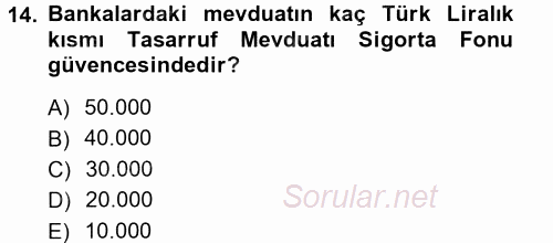 Bankacılık Ve Sigortacılığa Giriş 2012 - 2013 Ara Sınavı 14.Soru